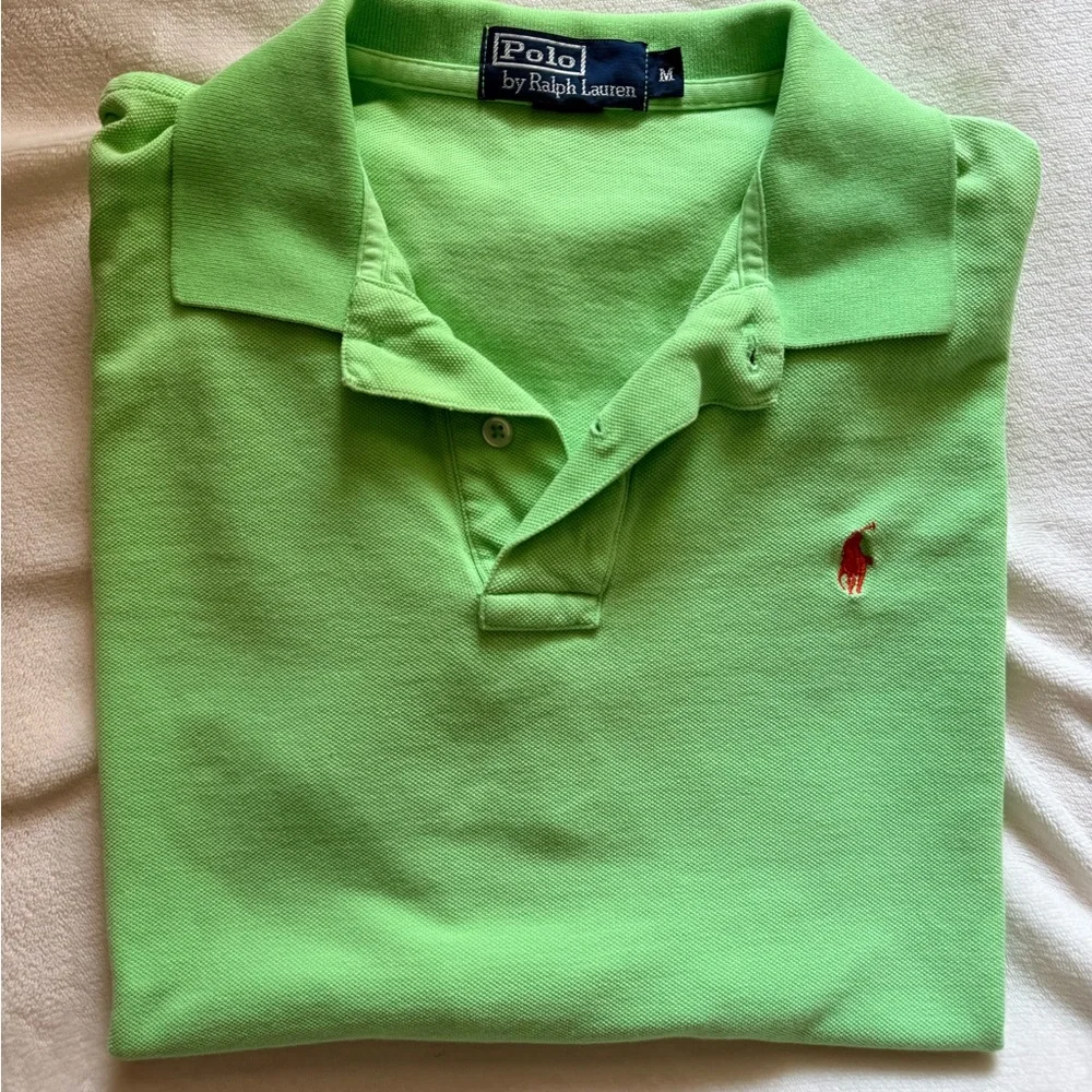 Vintage Polo Ralph Lauren Lime Green Polo Shirt Short Sleeve - Men’s Medium